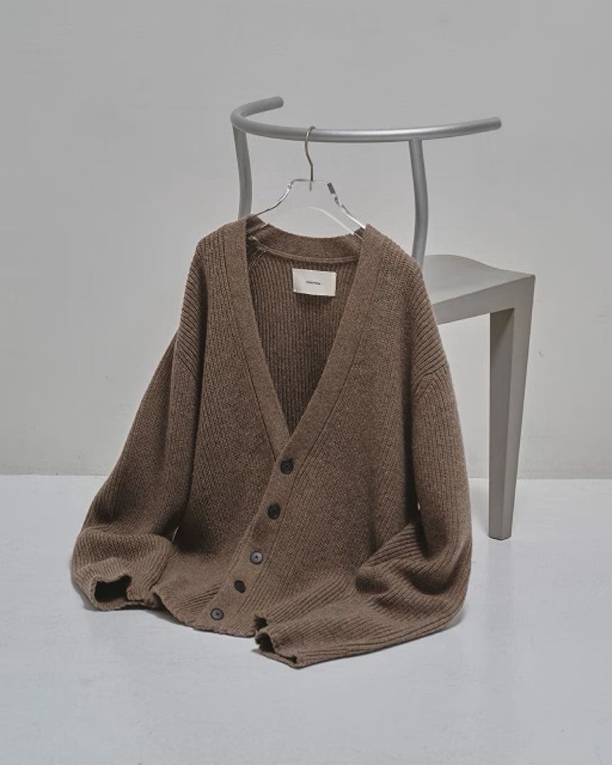 トゥデイフル Wool Ribknit Cardigan グレージュ