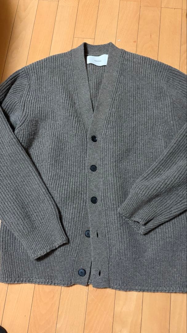 トゥデイフル Wool Ribknit Cardigan グレージュ