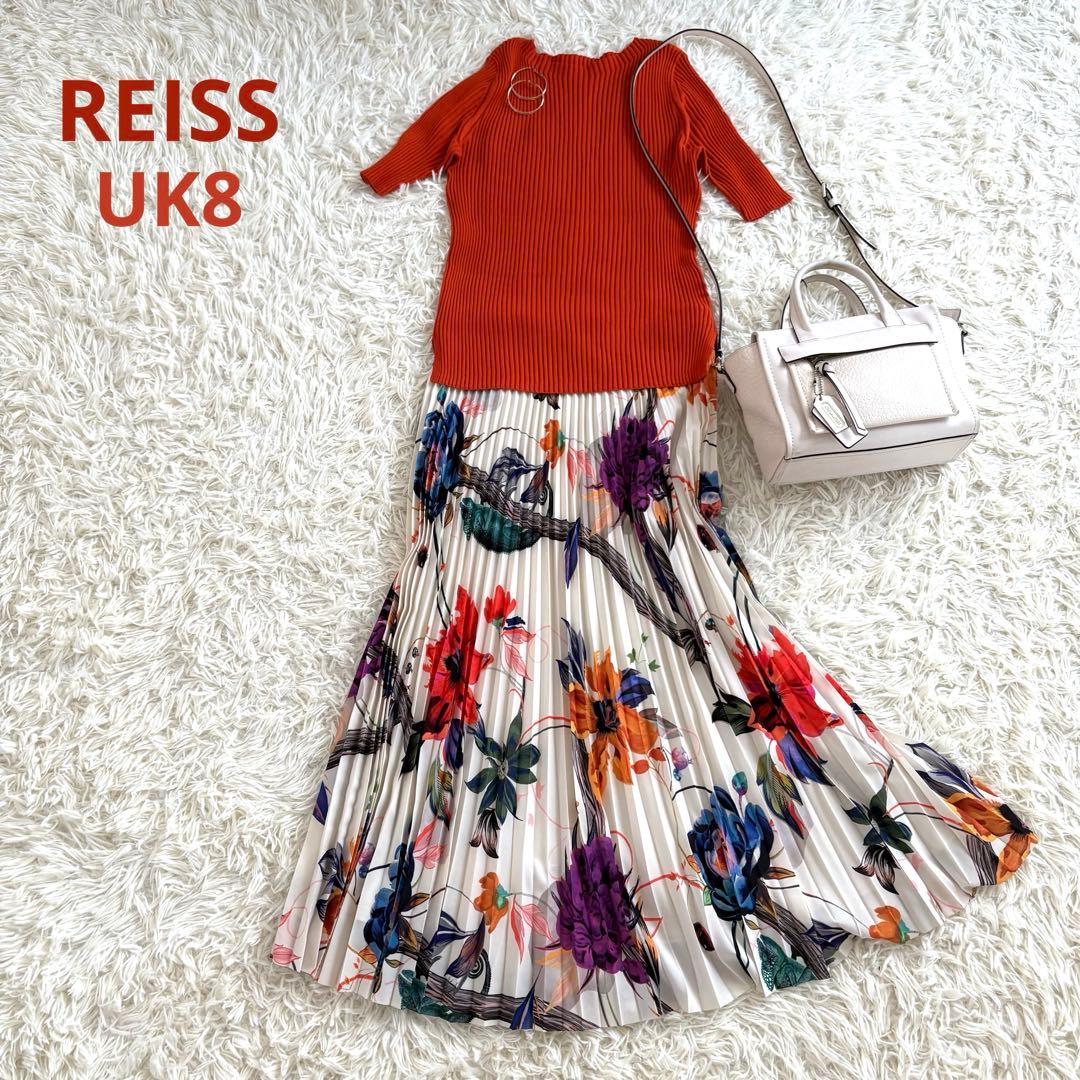 希少✨REISS 英国キャサリン妃ご用達ブランド 花柄プリーツスカート UK8