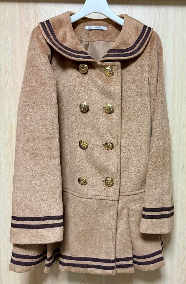 夢展望 プリーツセーラーコート キャメル Mサイズ