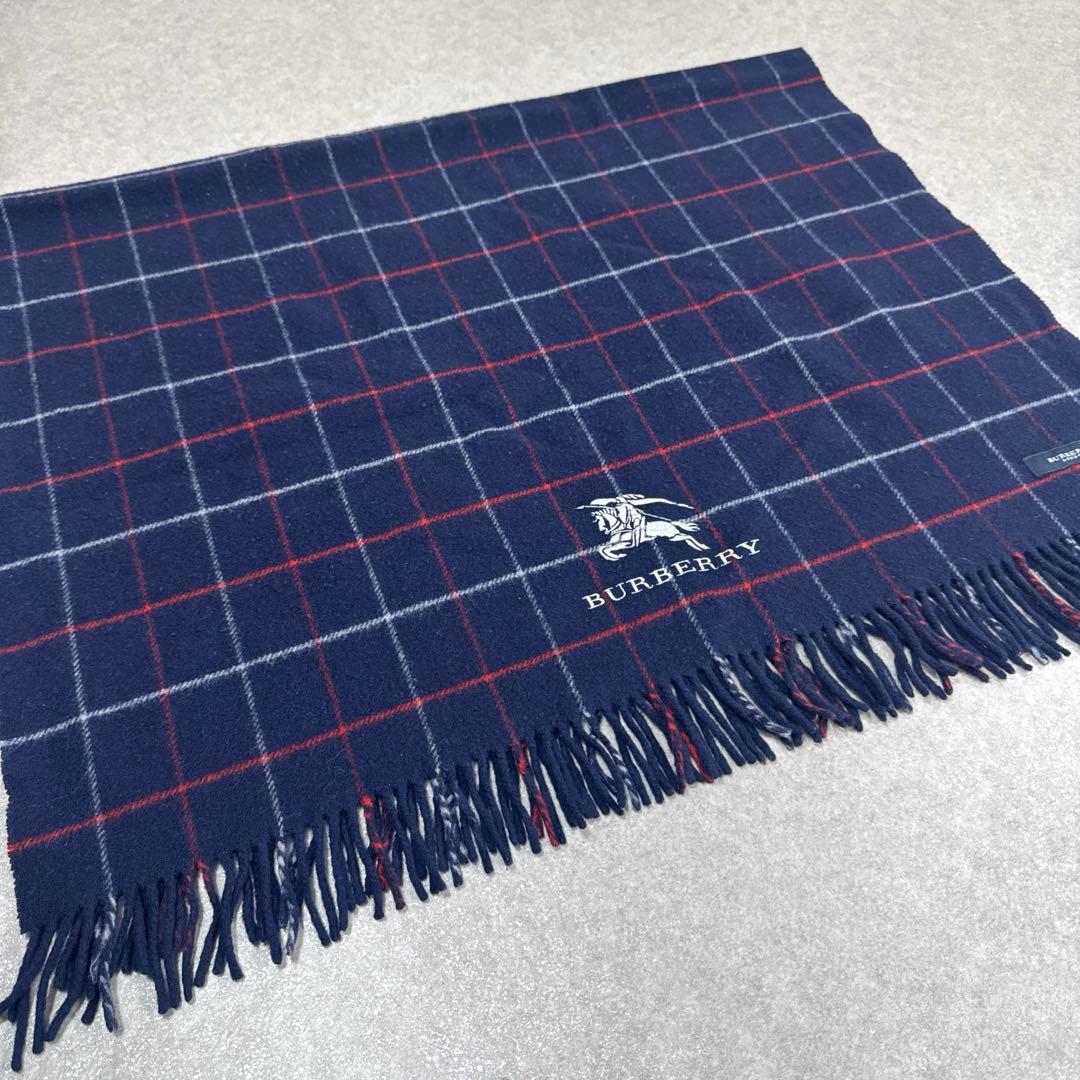 BURBERRY バーバリー 大判 チェック柄 ブランケット ストール 刺繍ロゴ