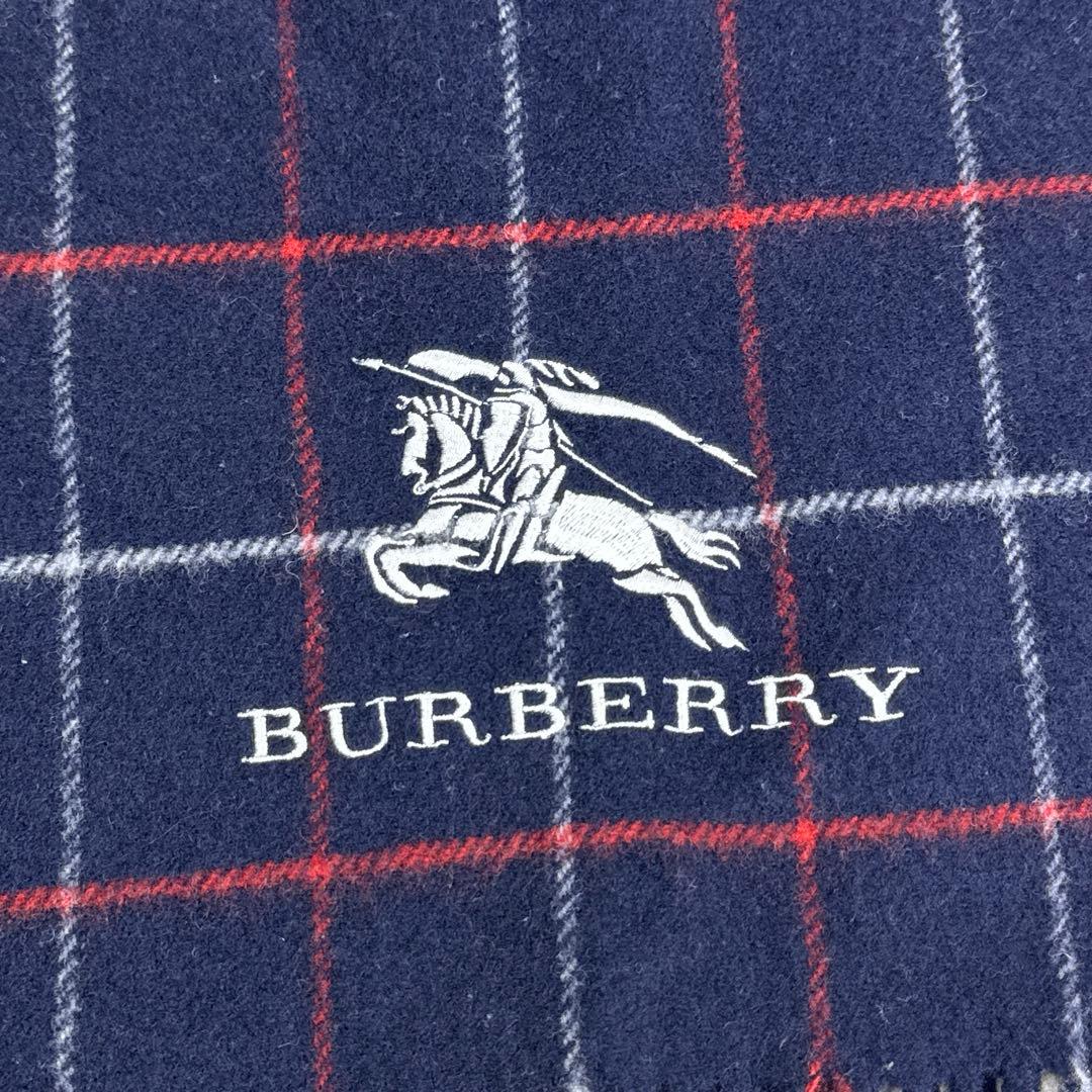 BURBERRY バーバリー 大判 チェック柄 ブランケット ストール 刺繍ロゴ