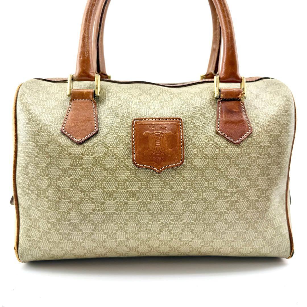CELINE　マカダム柄　ミニボストンバッグ　2WAY　レザー　トリオンフ