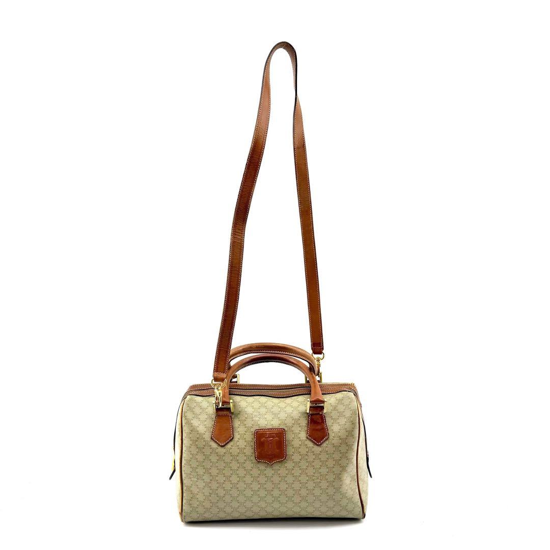 CELINE　マカダム柄　ミニボストンバッグ　2WAY　レザー　トリオンフ