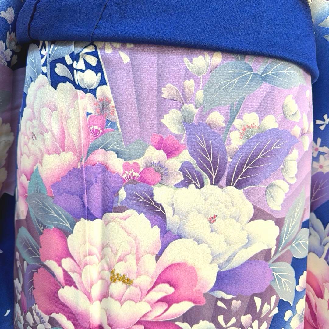 34 振袖フルセット 正絹 ブルー 青 紫 緑 銀彩 刺繍 暈し染め 華やか