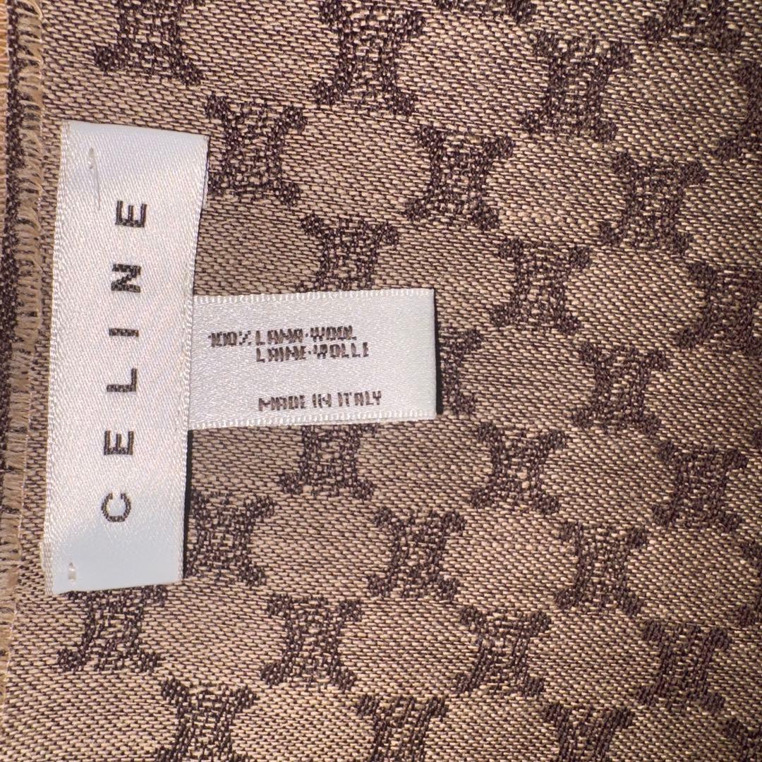 CELINE ウール100% ストール ブラウン系