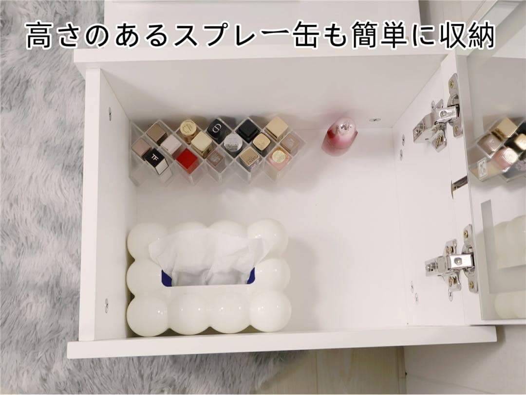北欧風 化粧台 幅60cm LEDミラー 化粧テーブル 組み立て式小さい化粧台