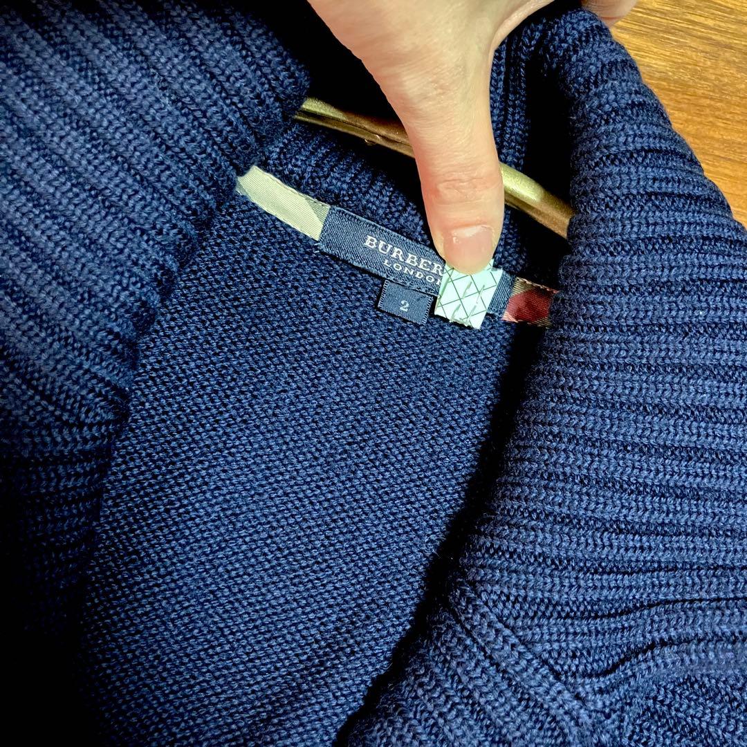 【美品】BURBERRY LONDONウール100％ ショールカラーカーディガン