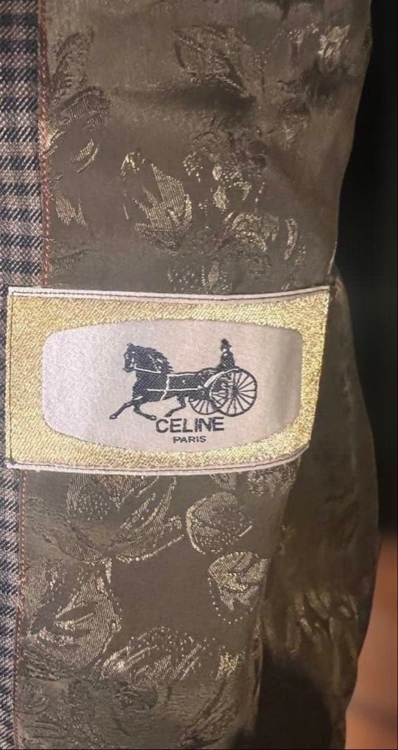 CELINE チェック柄 ダブルブレストジャケット