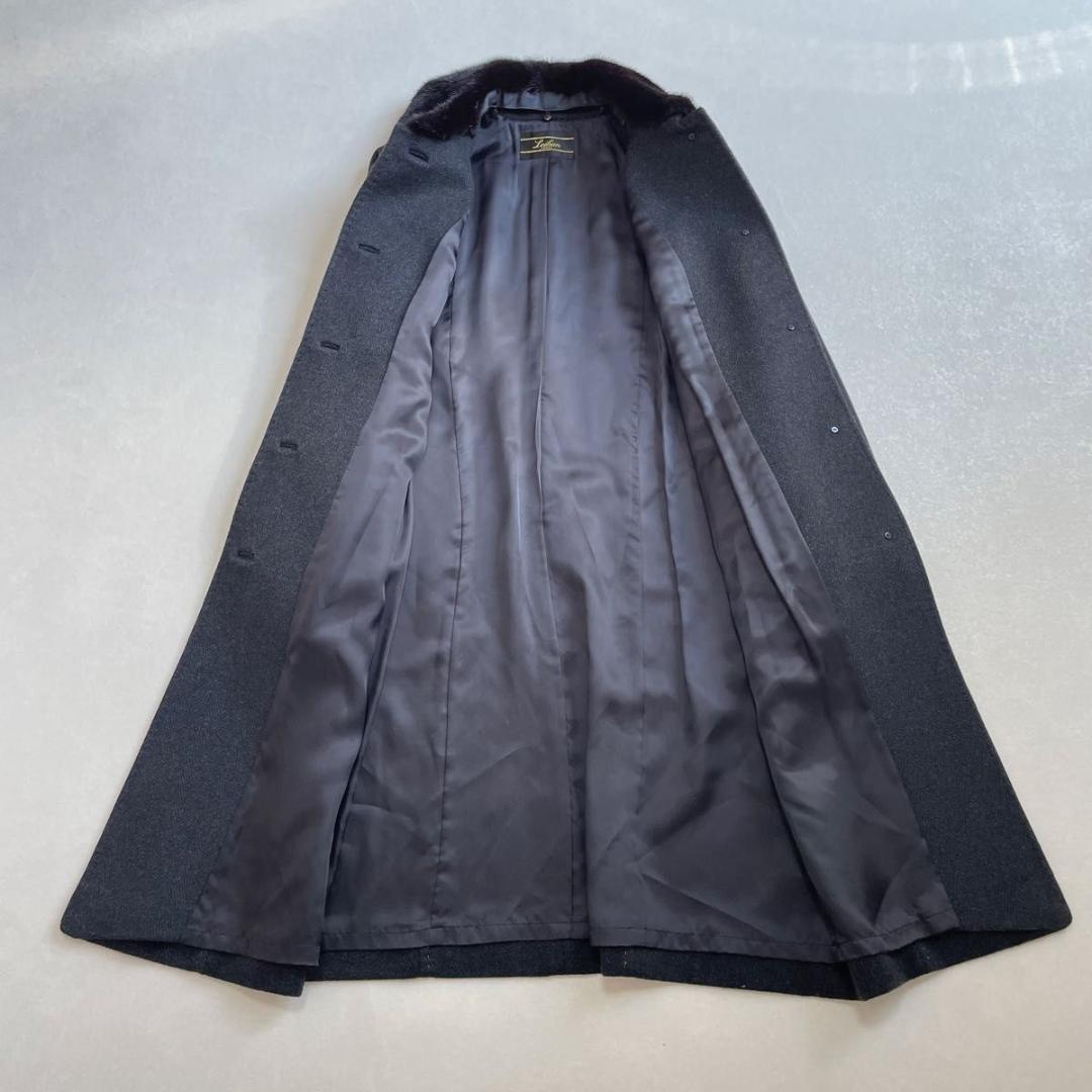 美品 レリアン 高級 カシミア100% ミンクファー ロングコート サイズ9
