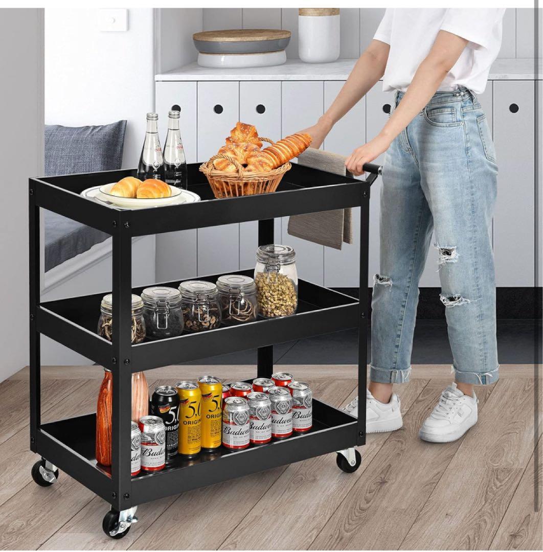 ツールワゴン 3段 多機能 キッチンワゴン 総耐荷重75kg ハンドル付き