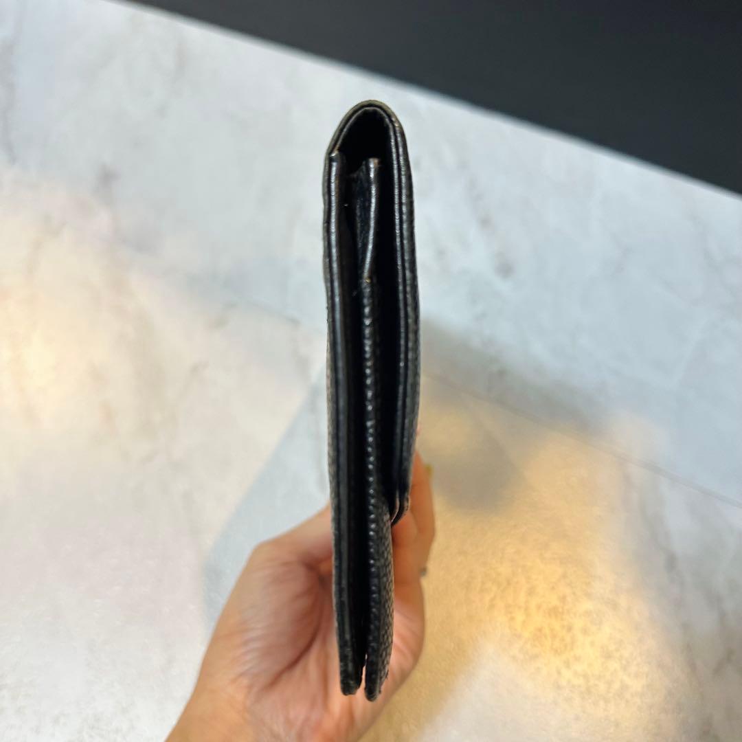 CHANEL 二つ折り財布 ブラック レザー キャビアスキン ココマーク ポーチ