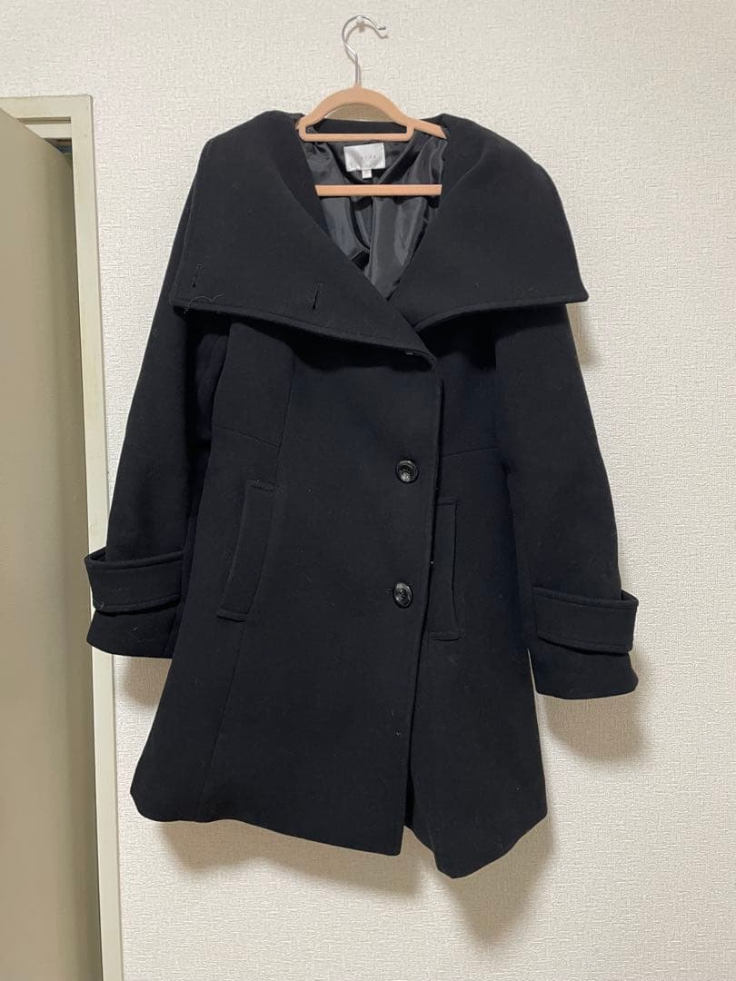 rienda 25オーバーネックシンデレララインミニコート BLK Sサイズ