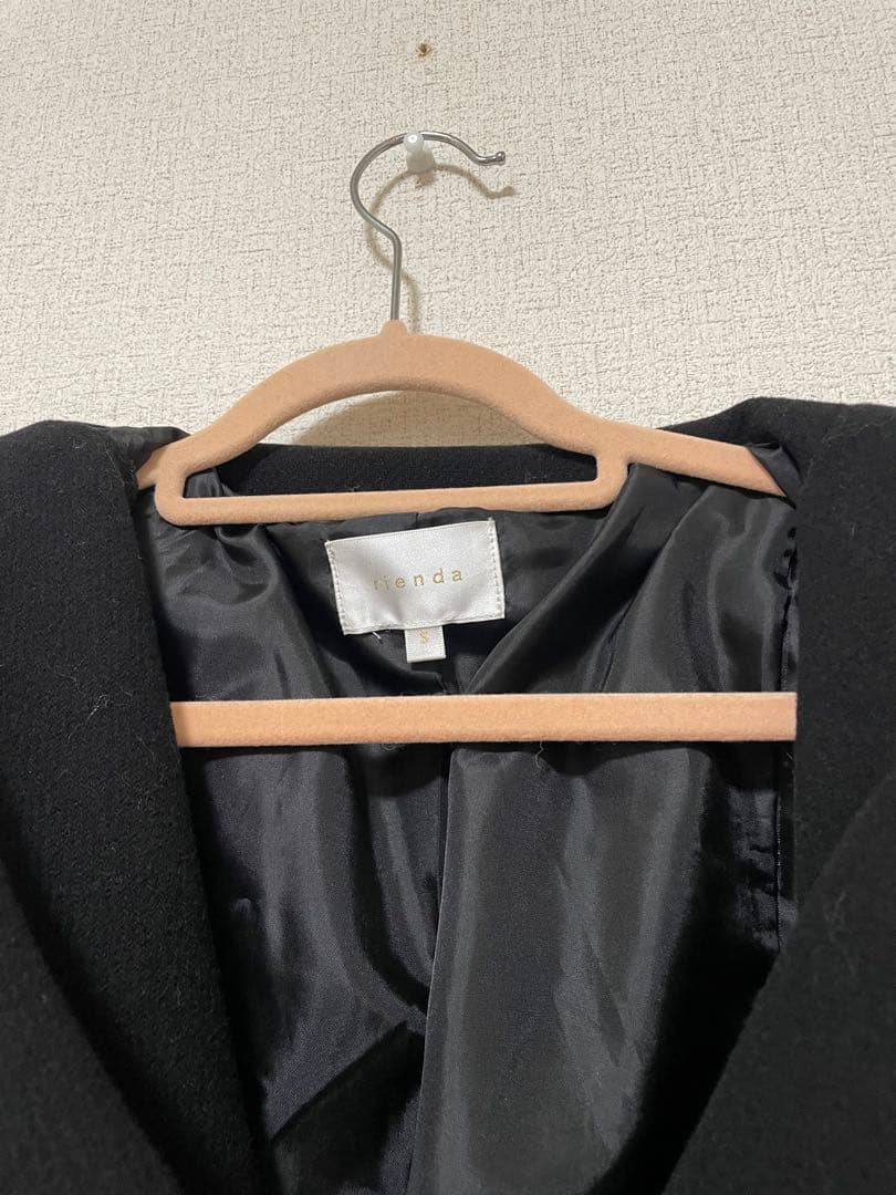 rienda 25オーバーネックシンデレララインミニコート BLK Sサイズ