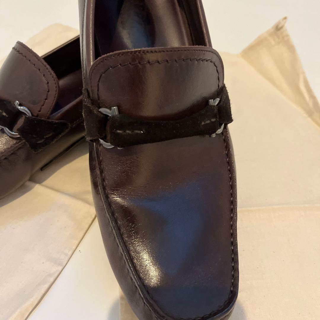 SF-4【USED美品】フェラガモ・スリッポン7.5EEE25.5~26.5cm