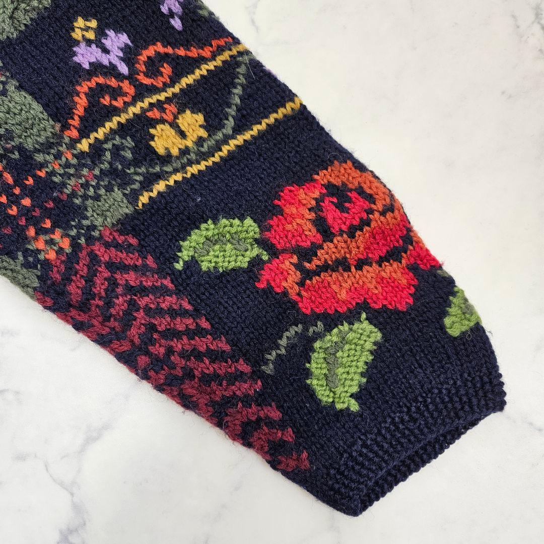 Laura Ashley ヴィンテージ ニット 花柄 ロングカーディガン 古着