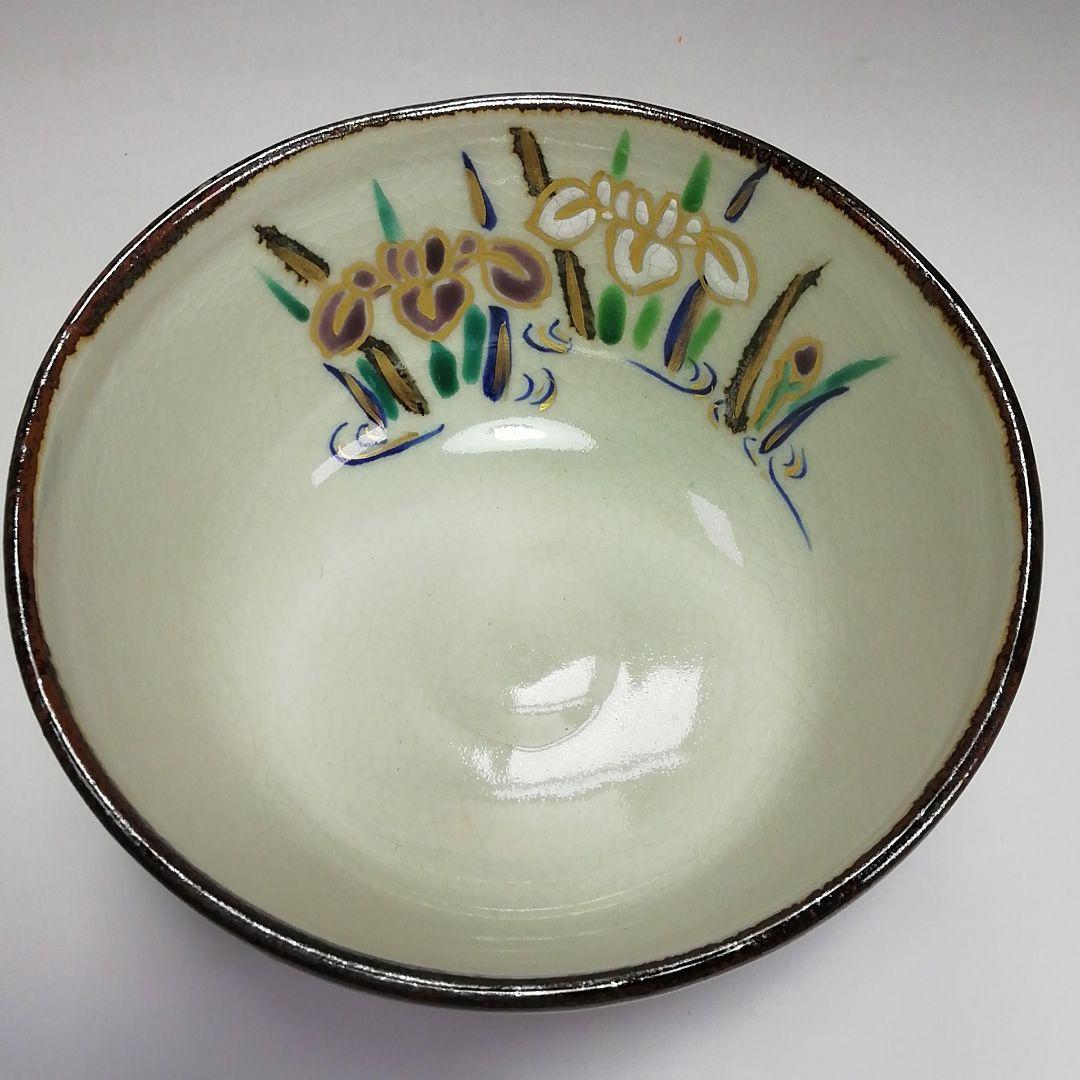Ｓ３６３　茶碗　『乾山写　菖蒲紋茶碗』『大石督幸作』『京焼』共箱　抹茶碗　茶道具