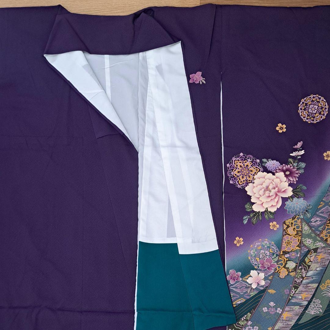 専用 振袖(長襦袢付き) 正絹振袖 紫地のしに花柄 成人式 結婚式に最適