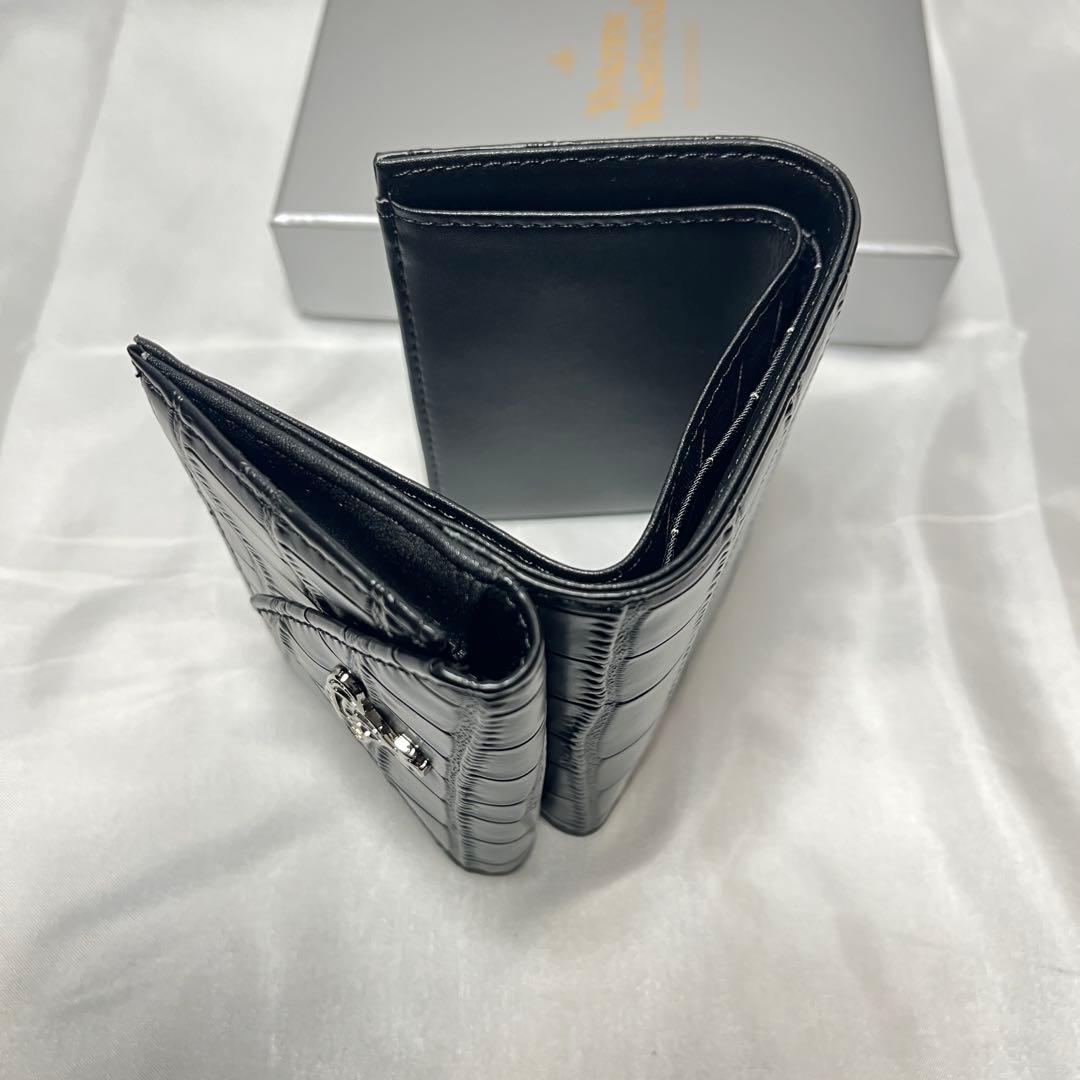 新品Vivienne Westwood黒 三折り財布 クロコダイル柄バレンタイン