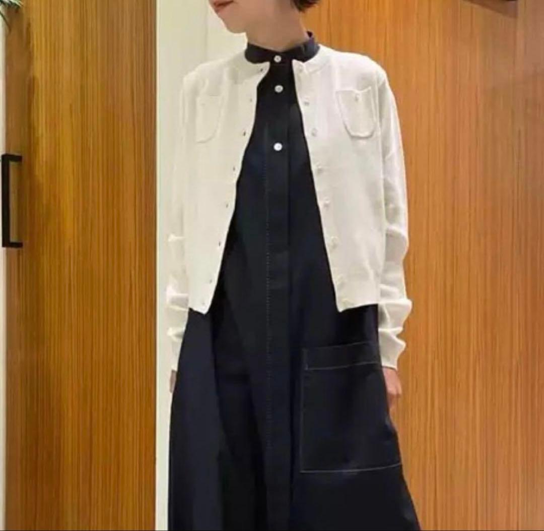 CABaN ギャバン コットンカシミヤクルーネックカーディガン 白 新品