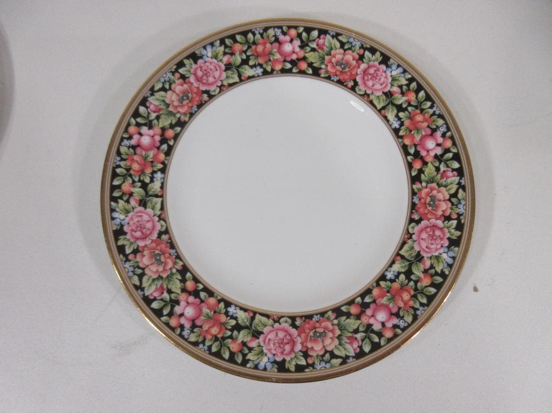 美品： 花柄 プレート20.5cm 5枚セット