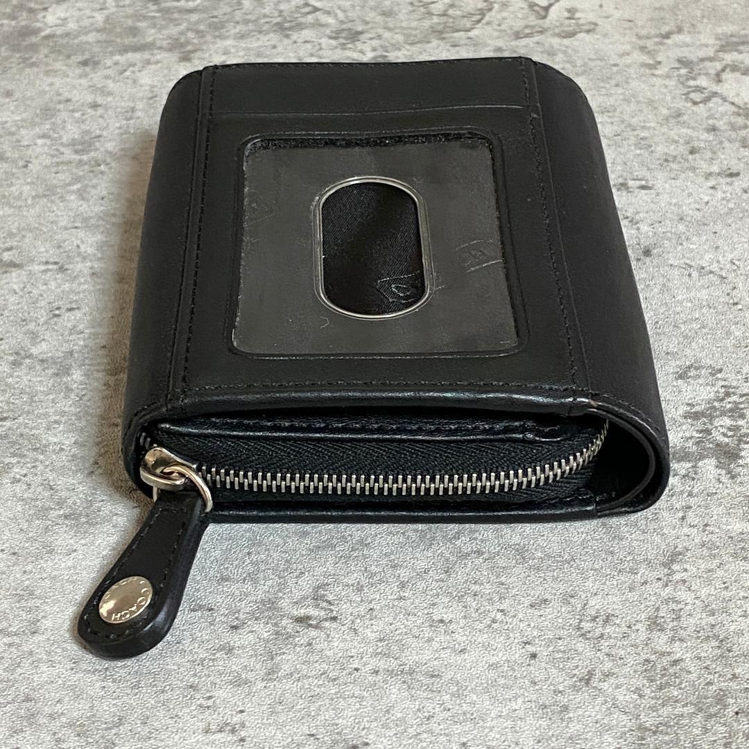 ✨極美品✨ COACH コーチ 二つ折り財布 黒 レザー パスケース