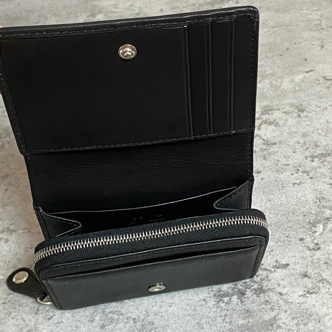 ✨極美品✨ COACH コーチ 二つ折り財布 黒 レザー パスケース