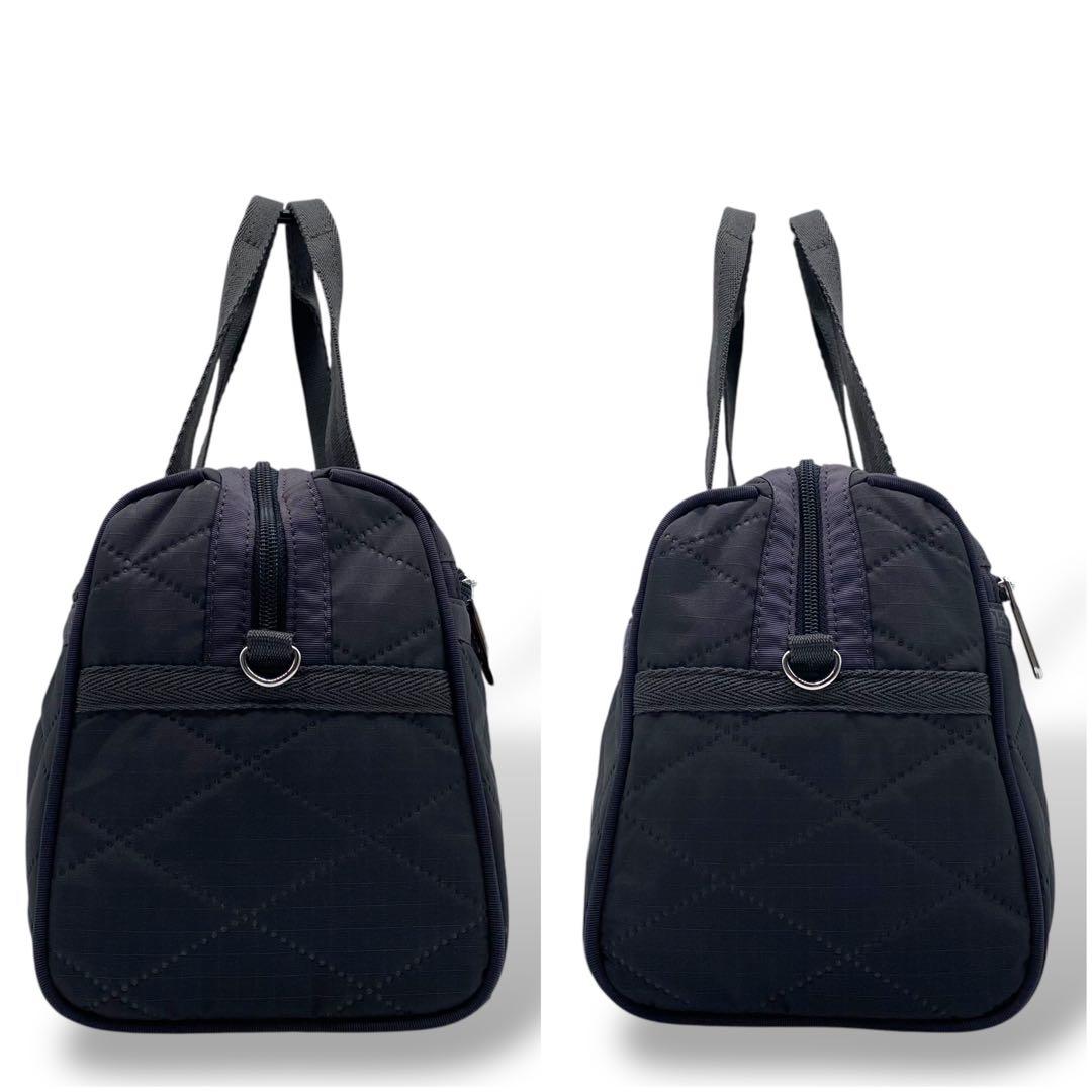 【美品】レスポートサック ミニボストン フォレストキルト ナイロン ブラック