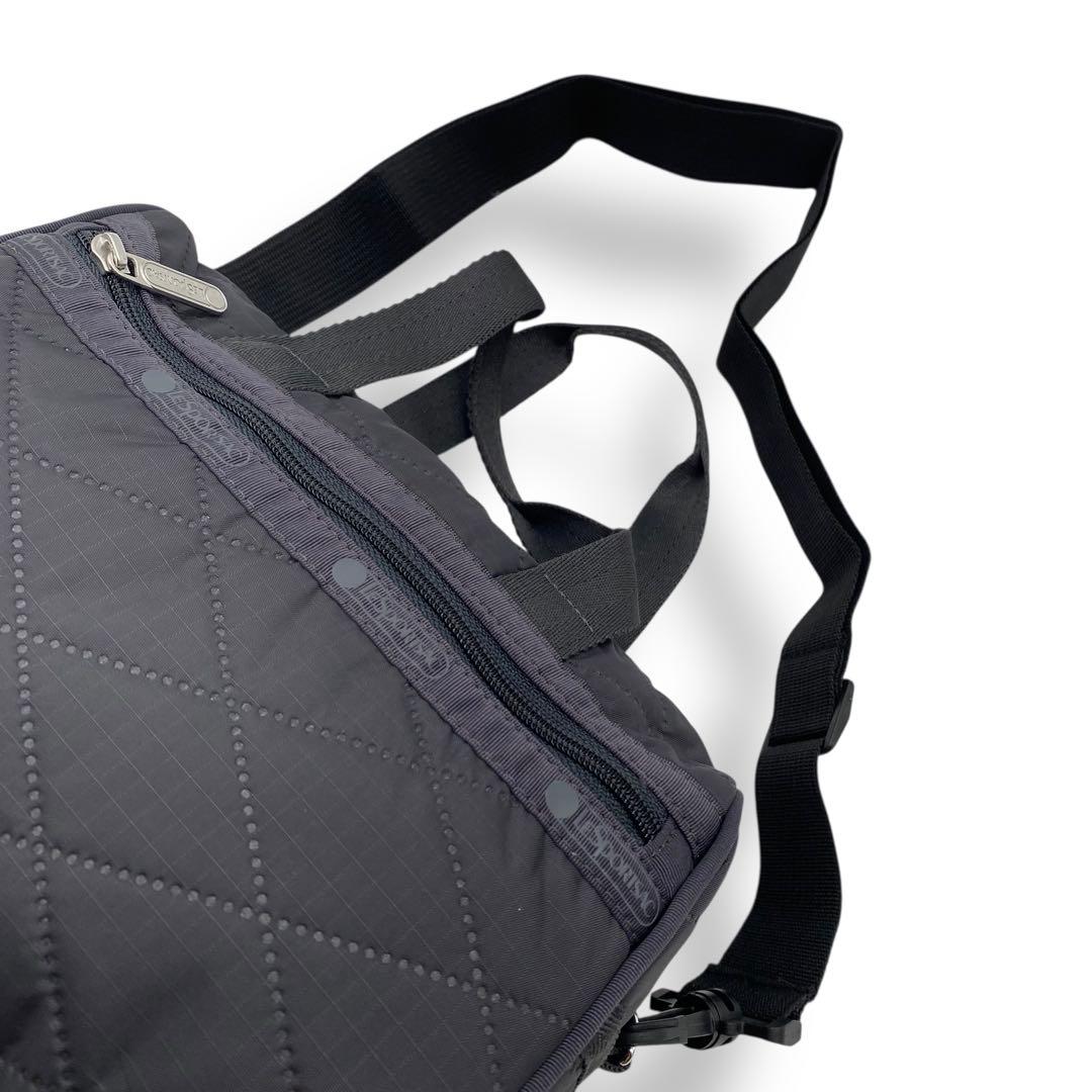 【美品】レスポートサック ミニボストン フォレストキルト ナイロン ブラック