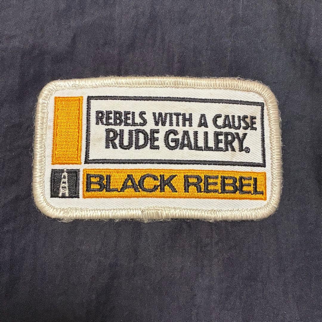 RUDEGALLERY刺繍レーシングジャケットM黒ブラックブルゾンワッペン白