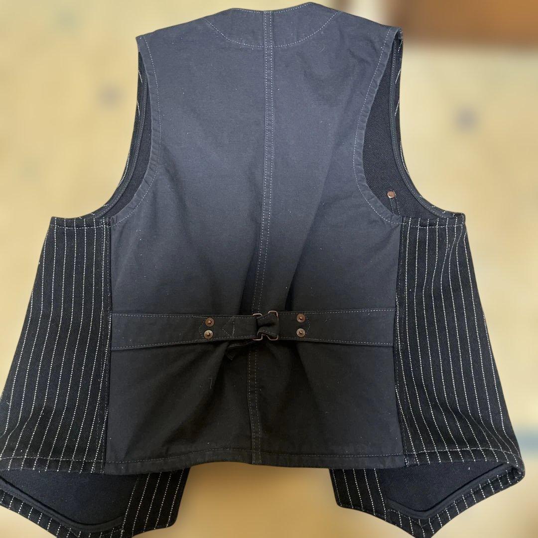 IRON HEART ブラックストライプ ベスト　アイアンハート　size S