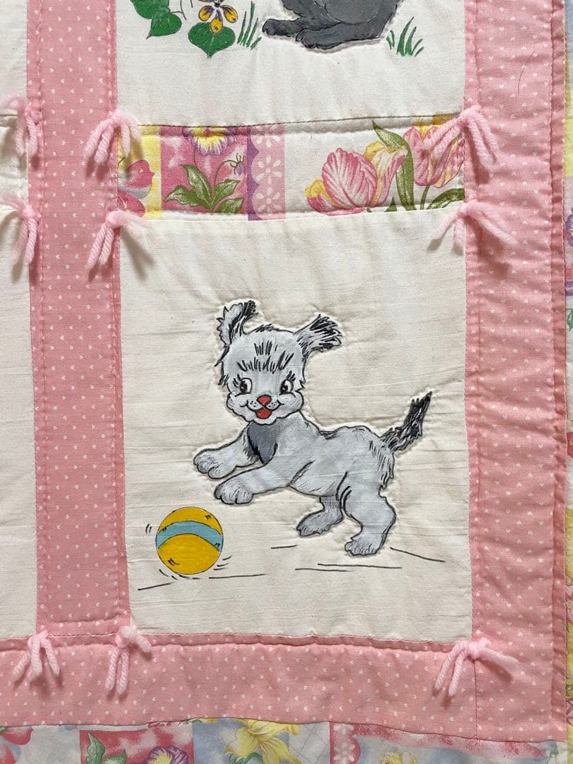 ⭐︎石田園芸さま専用⭐︎sold アンティークキルト＊アニマル刺繍キルト