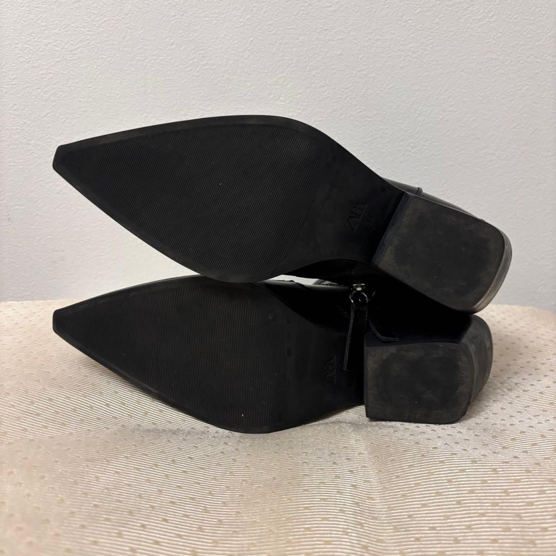 ZARA 美品☆ヒール カウボーイアンクルブーツ ウエスタンブーツ 25cm
