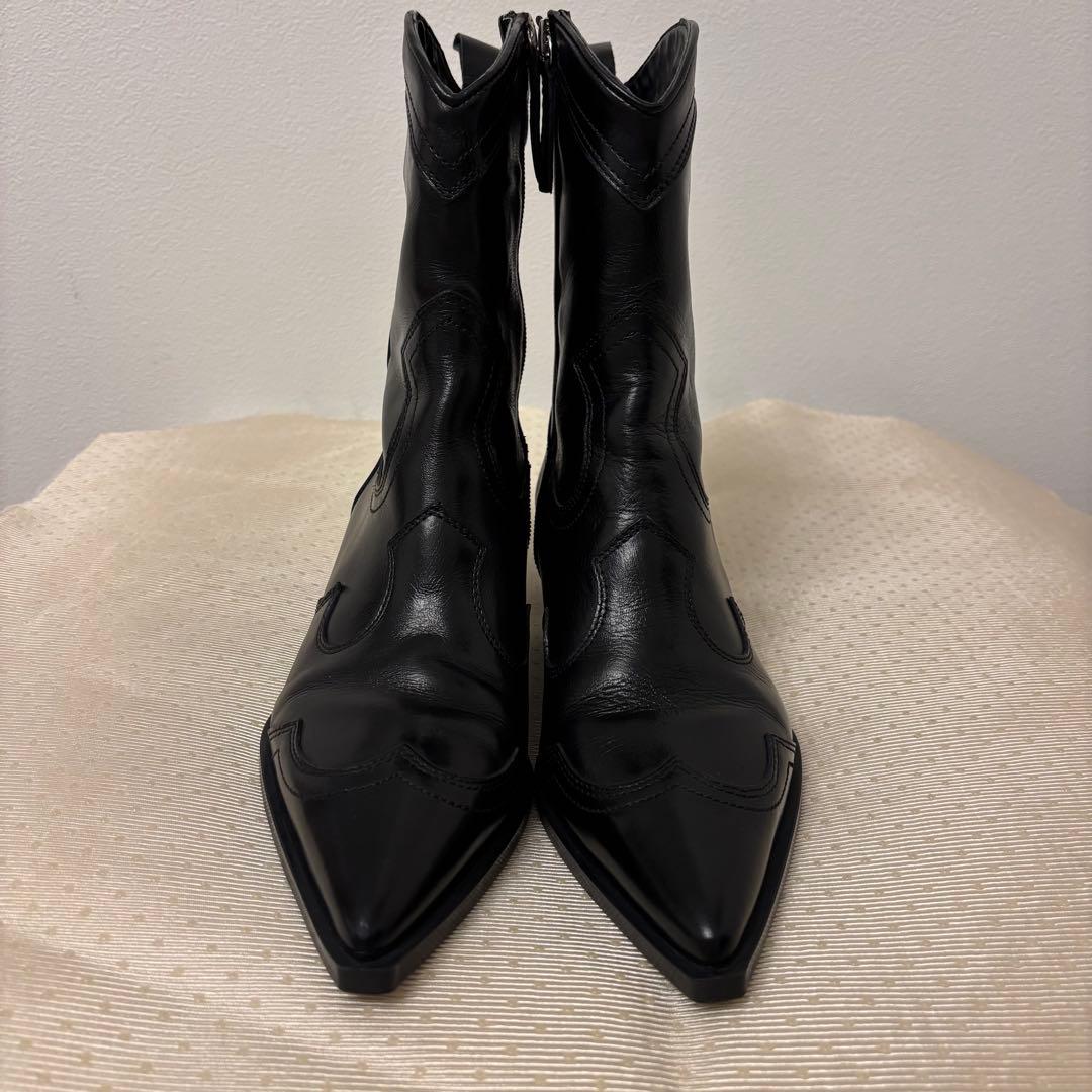 ZARA 美品☆ヒール カウボーイアンクルブーツ ウエスタンブーツ 25cm