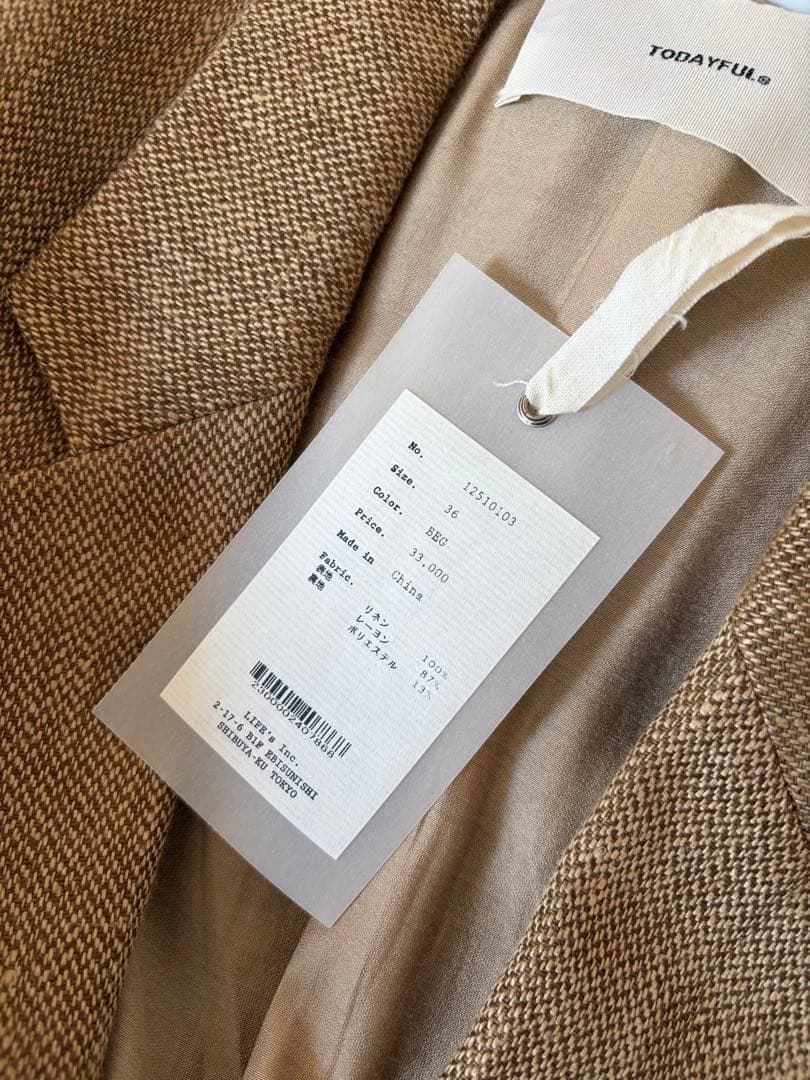 【新品】todayful Boyfriend Linen Jacket 36