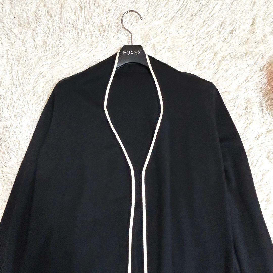 極美品✨春に◎フォクシー 41843 定価8.9万 黒 ロングカーディガン F