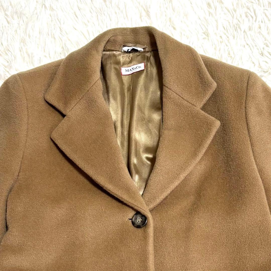 【美品】MAX &Co.　カシミヤ混　ロングコート　キャメル　大きな襟 M