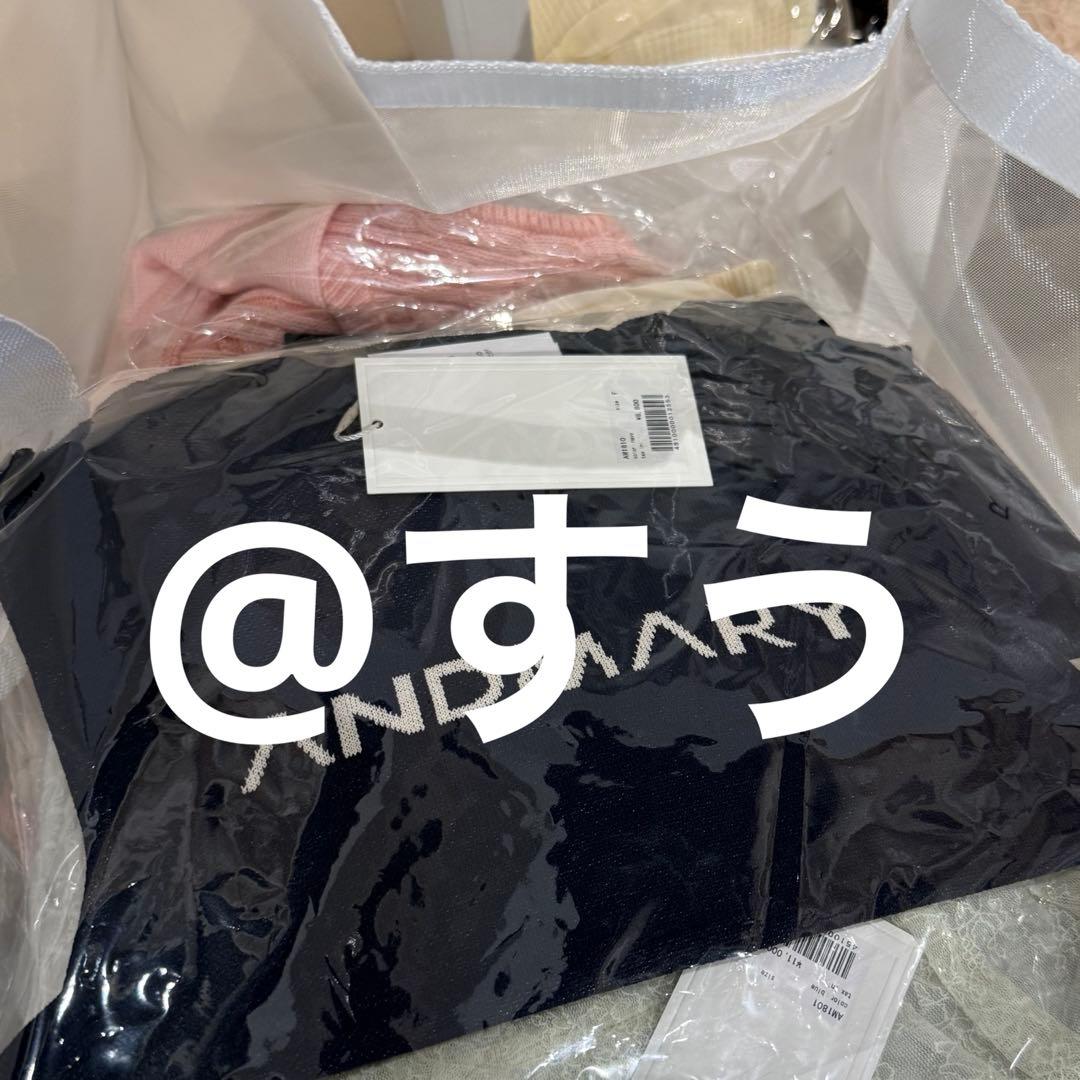 トップス andmary Mary logo ribbon tank navy
