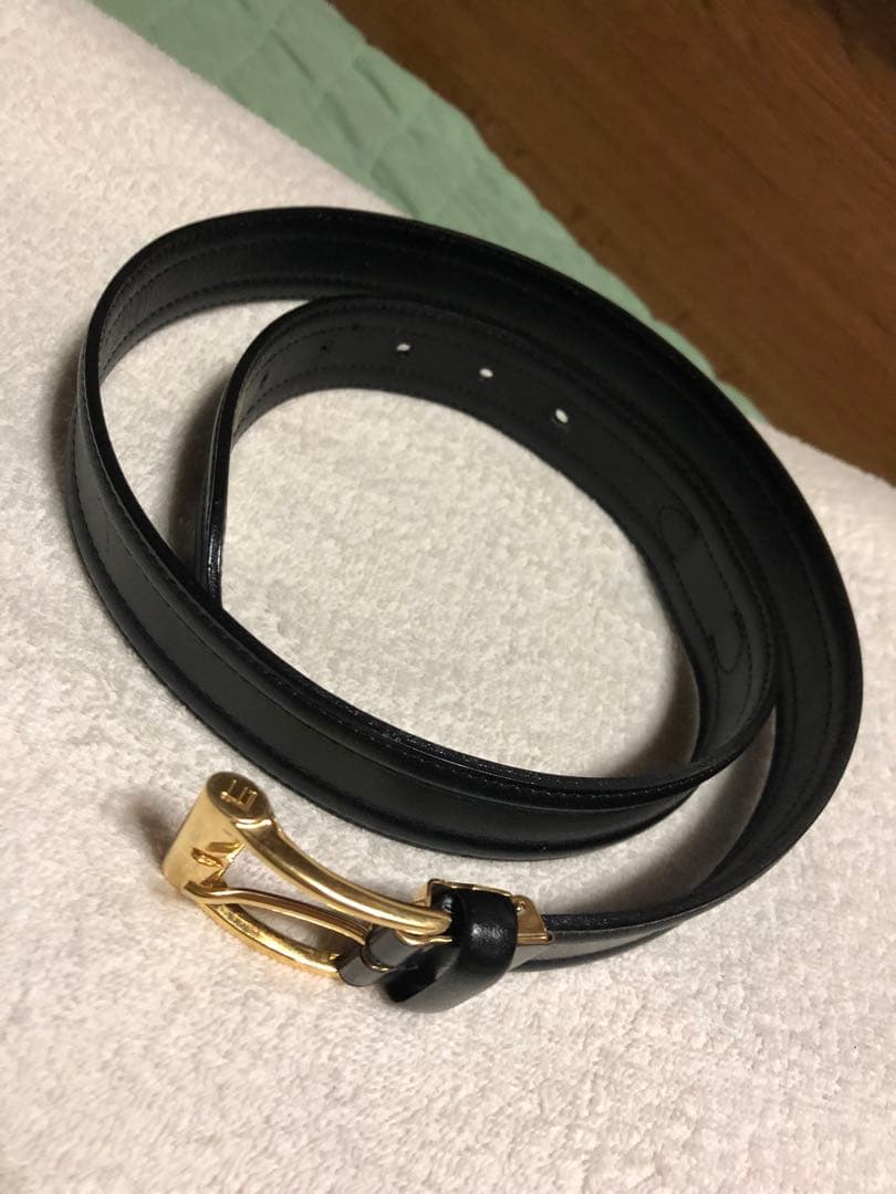 美品 dunhill ダンヒル ベルト 黒 ブラック 金 ゴールド イタリア製