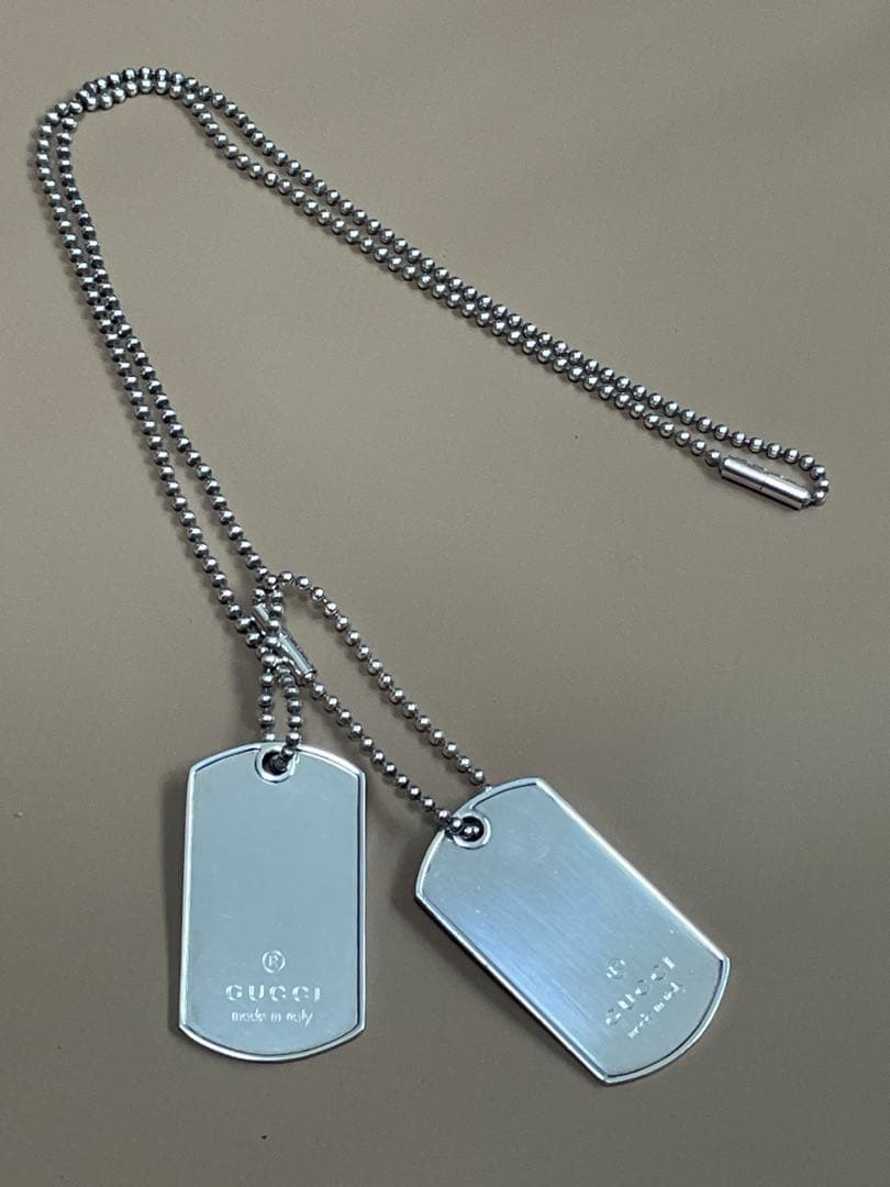 GUCCI グッチ SV925 ドッグタグ プレート ネックレス925
