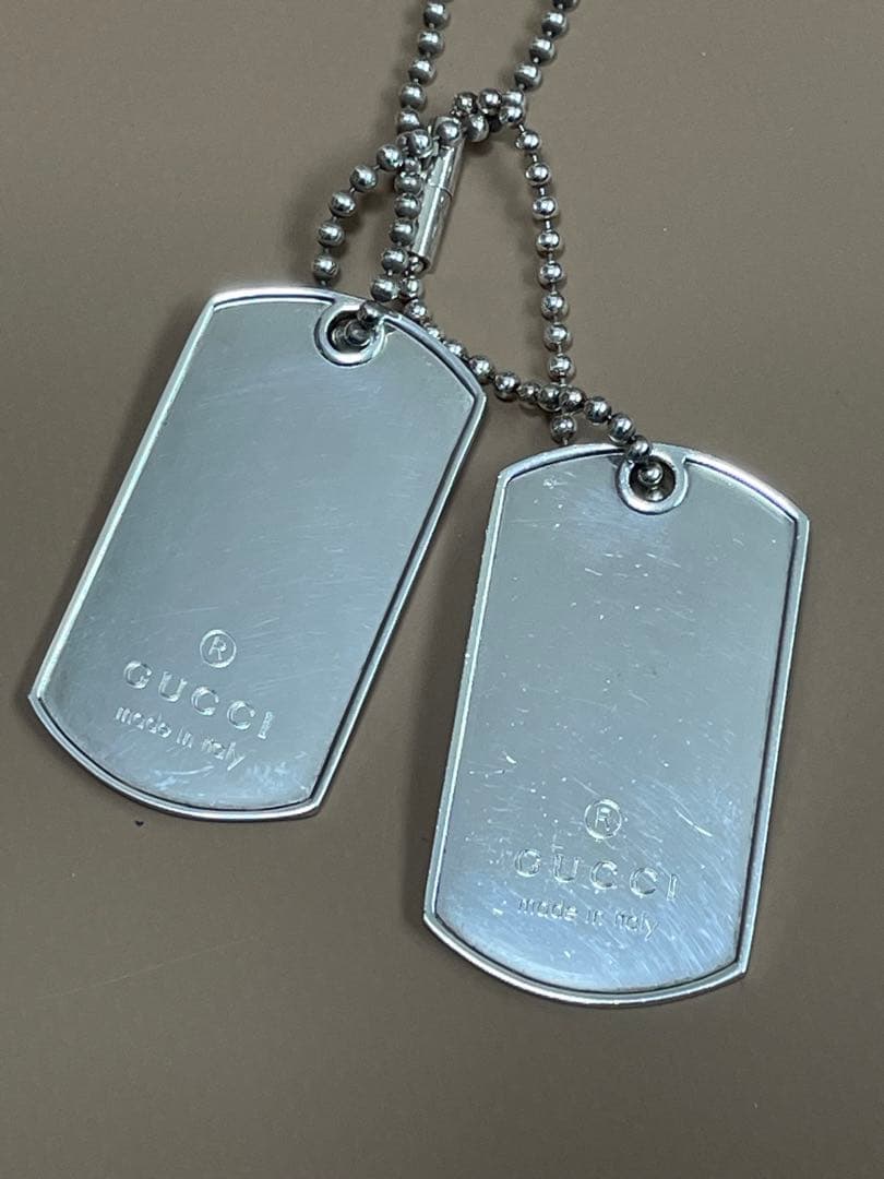 GUCCI グッチ SV925 ドッグタグ プレート ネックレス925