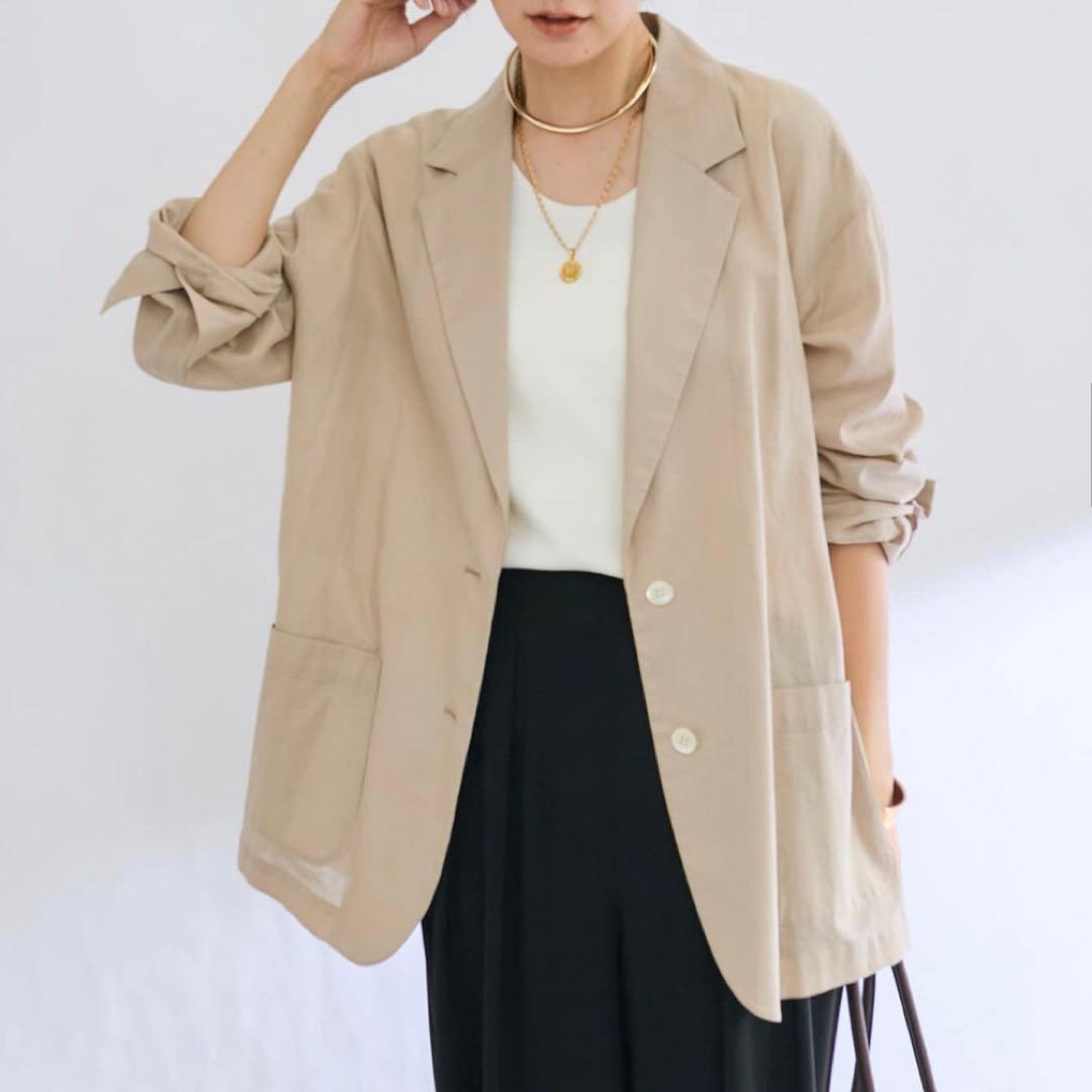 極美品　リブドロワ　リネン混　シアージャケット　2way