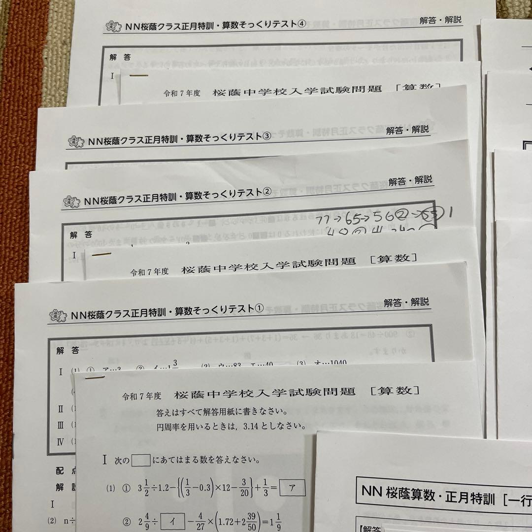 NN桜蔭正月特訓、直前期プリント