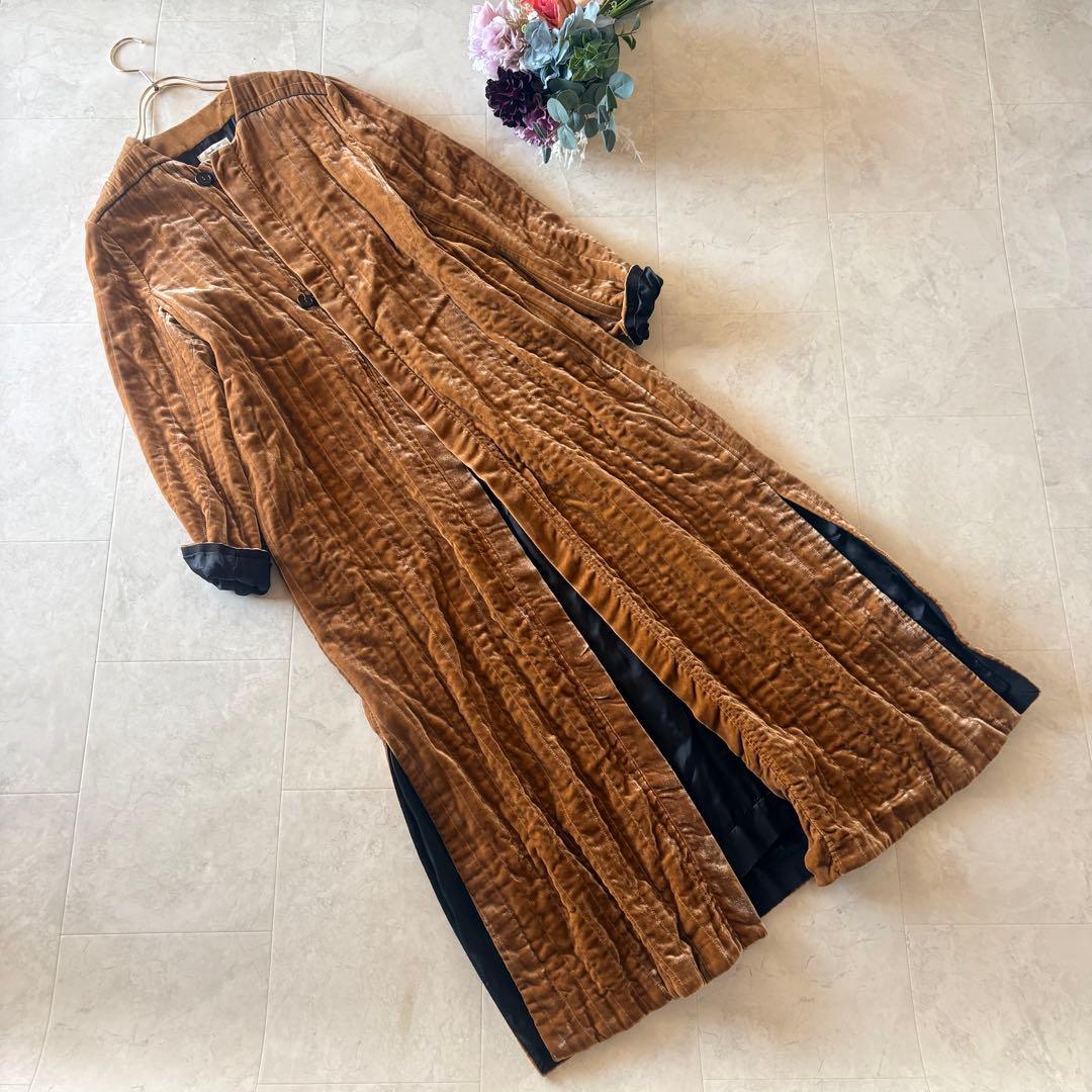 No.7-150 forte_forte ベルベットロングコート　キャメル　春物