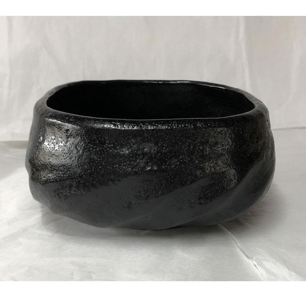 e2594 黒 菓子鉢 平安 楽入 共箱 黒楽 鉢 吉村楽入 茶道具