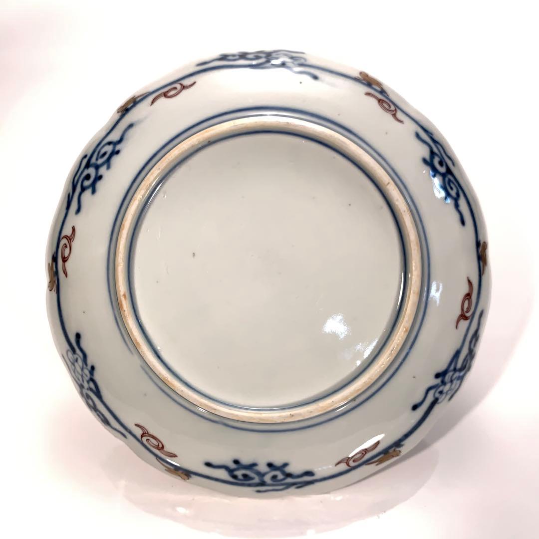 伊万里金襴手松竹梅と龍図七寸皿∅21㎝　骨董　古伊万里　R-0271w2ダS