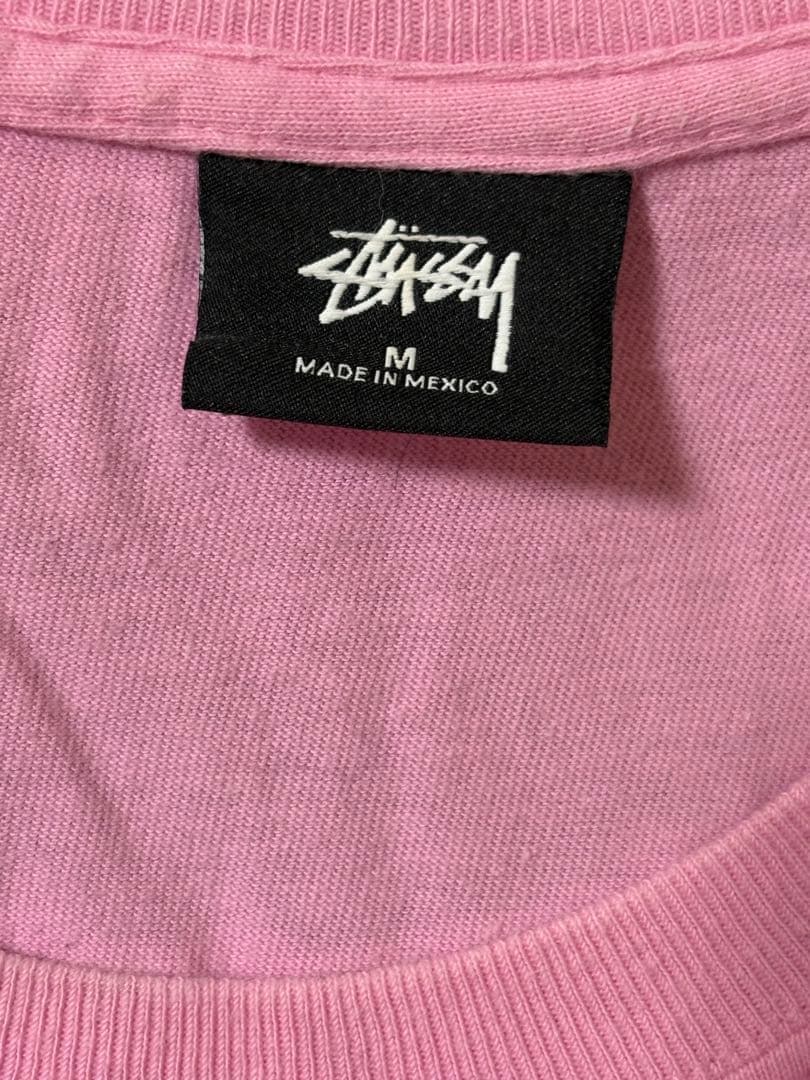Stussy ピンク 肖像画 Tシャツ M