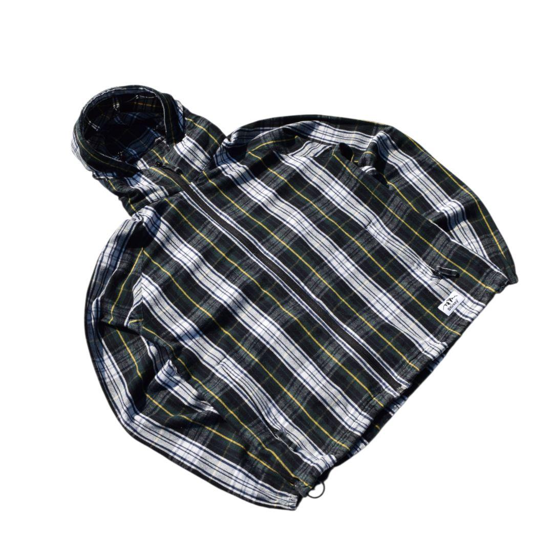 00s STUSSY ジップアップ フーデットジャケット フード チェック ネル