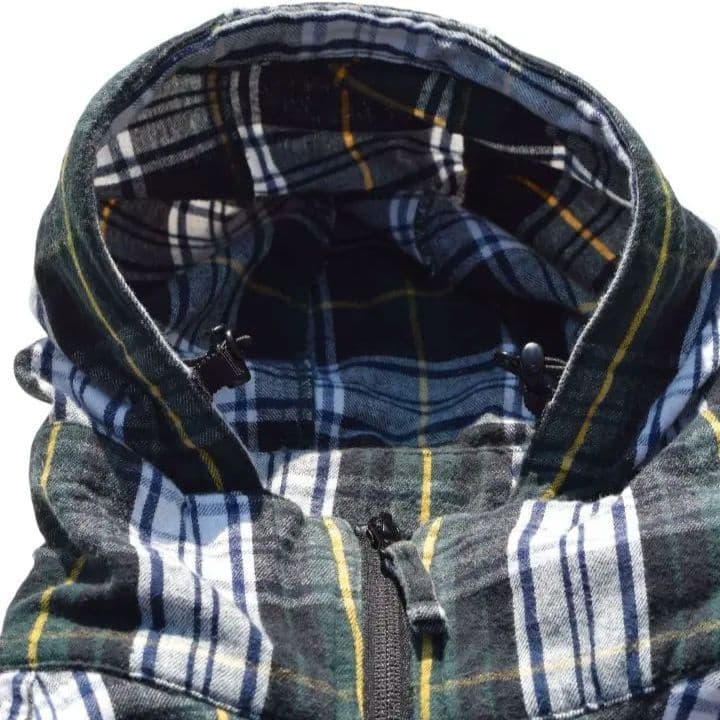 00s STUSSY ジップアップ フーデットジャケット フード チェック ネル