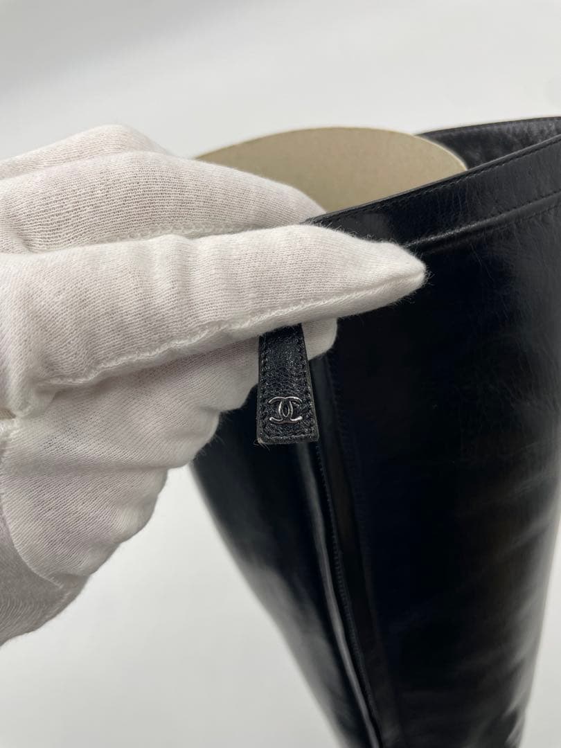 シャネル CHANEL ココマーク ロングブーツ ポインテッドトゥ 37 1/2